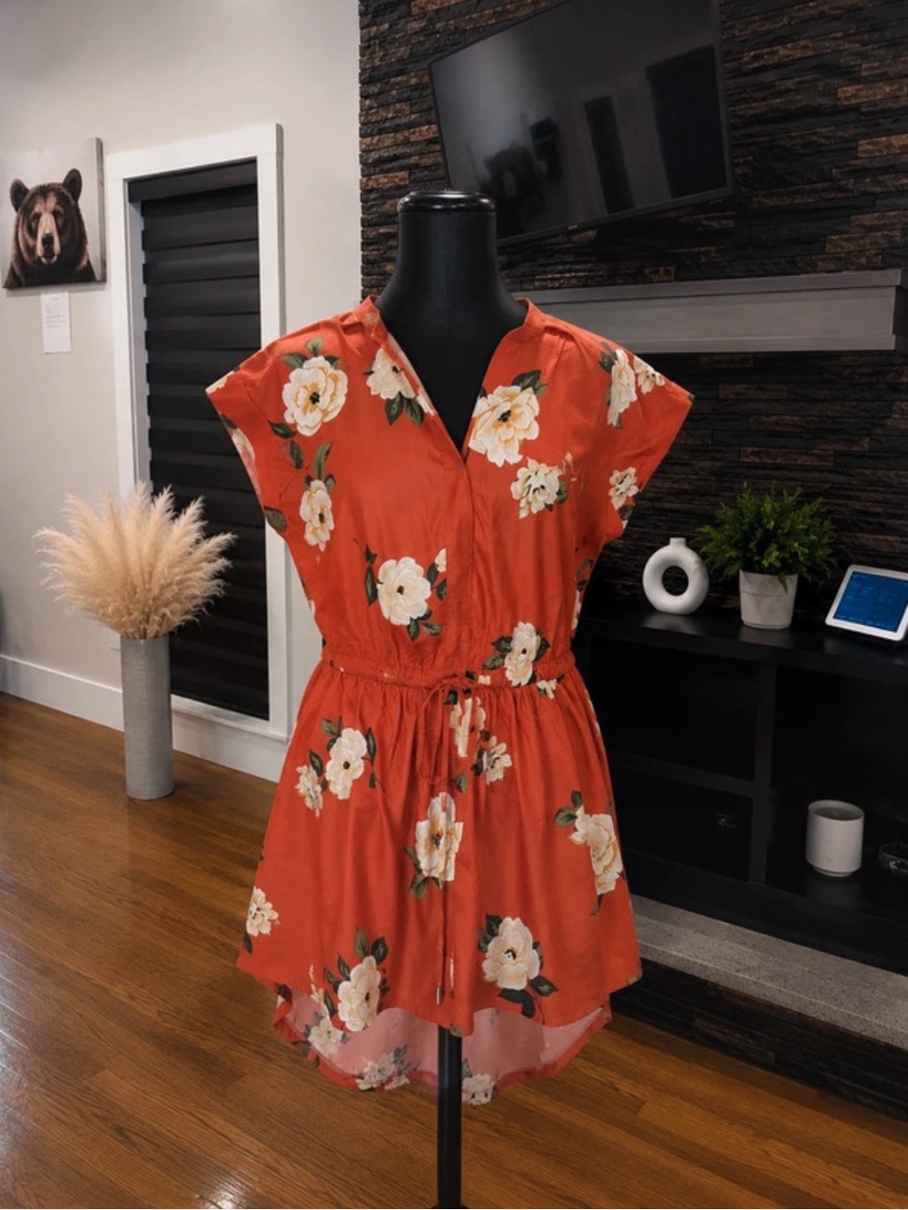Women's Floral Drawstring Waist blouse (dress top)